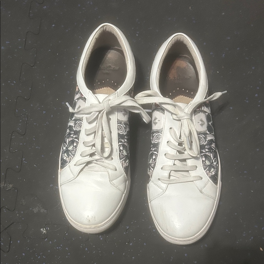 Robert Graham White Sneakers with Black Artistic Design